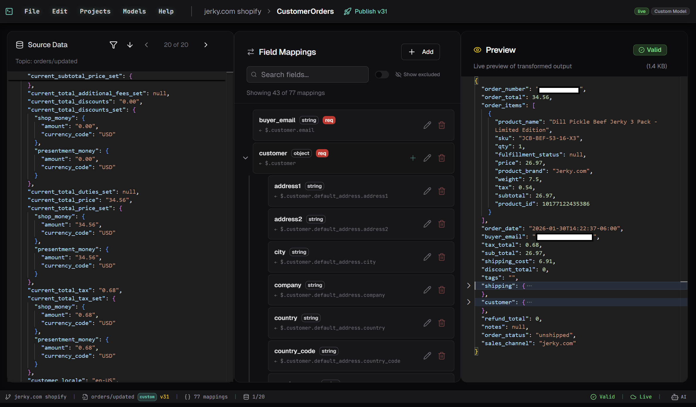 Slashbin Transformation IDE - Visual JSON mapping interface